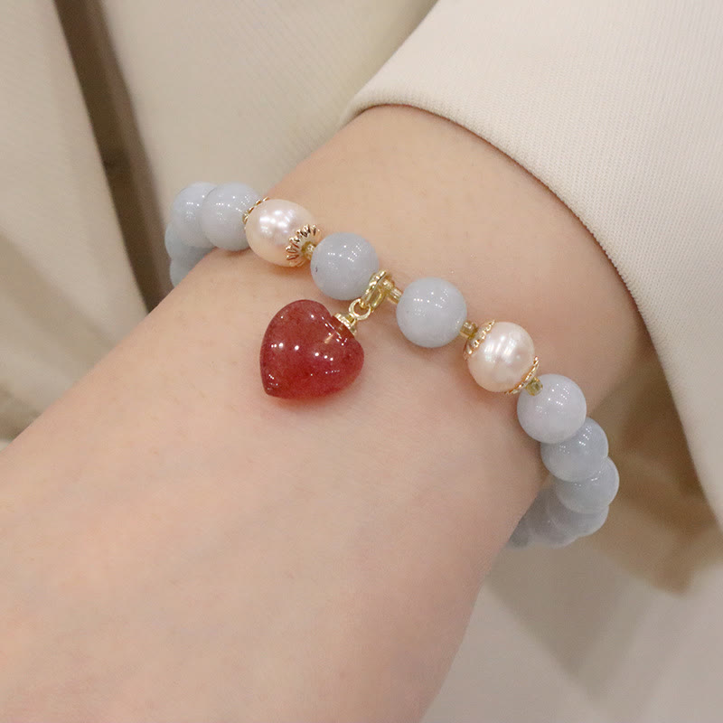 Aquamarine Chalcedony Serenity Charm Bracelet for Meditation