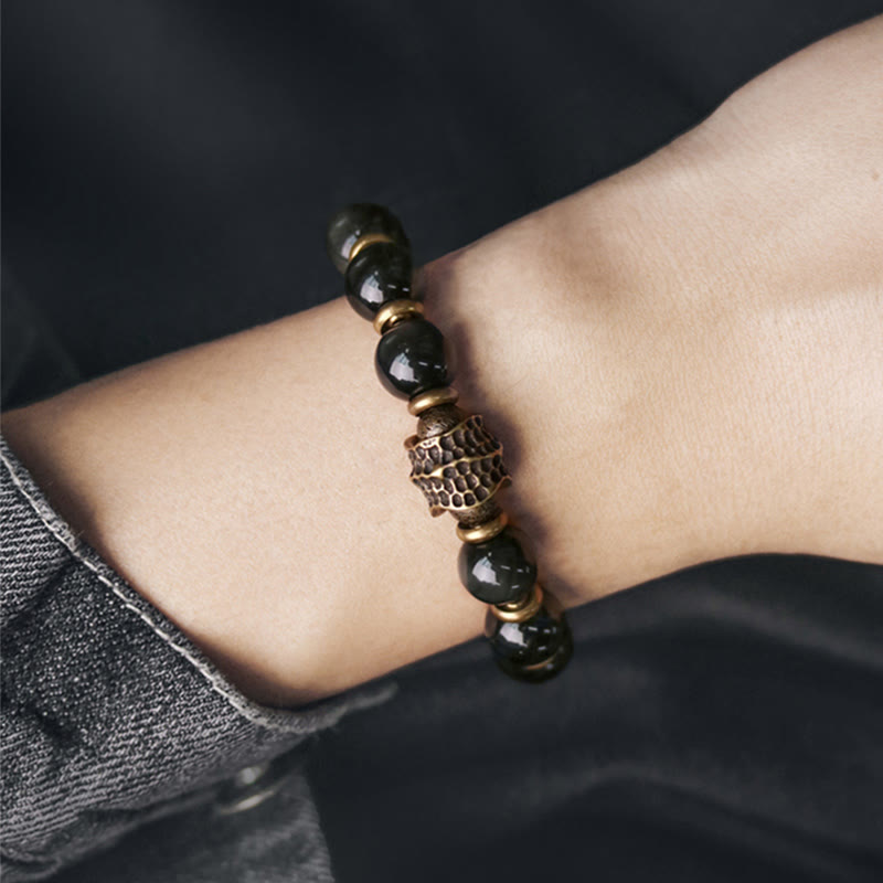 Rainbow Obsidian 10mm Healing Bracelet for Love & Balance