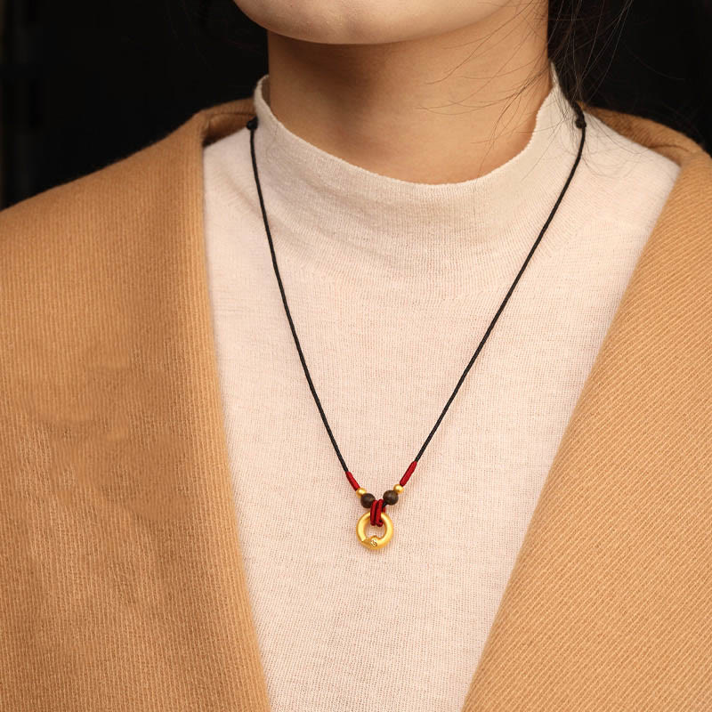 Collier en bois d'agar en or 999, année du serpent, pour la protection