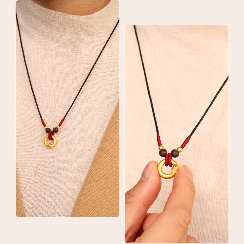 Collier en bois d'agar en or 999, année du serpent, pour la protection