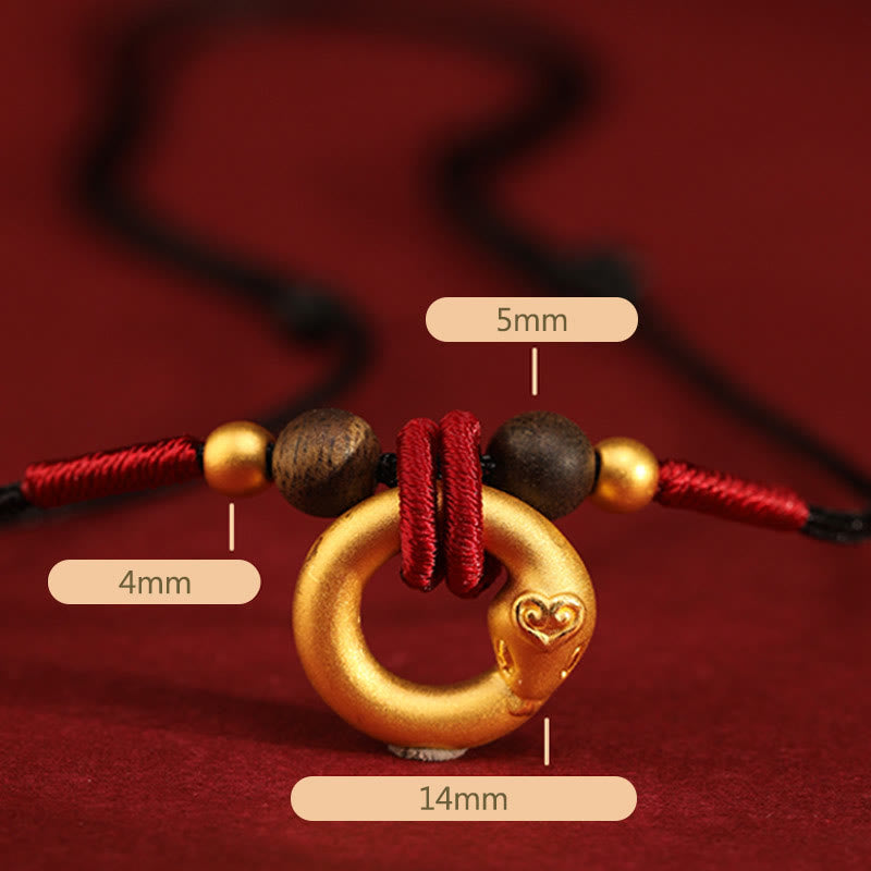 Collier en bois d'agar en or 999, année du serpent, pour la protection