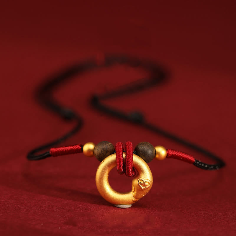 Collier en bois d'agar en or 999, année du serpent, pour la protection