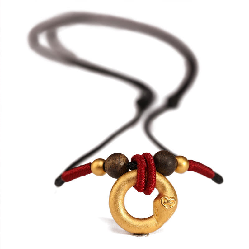 Collier en bois d'agar en or 999, année du serpent, pour la protection