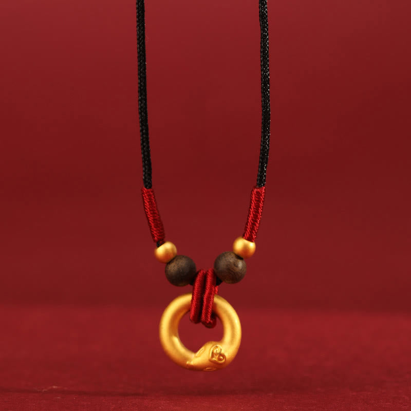 Collier en bois d'agar en or 999, année du serpent, pour la protection