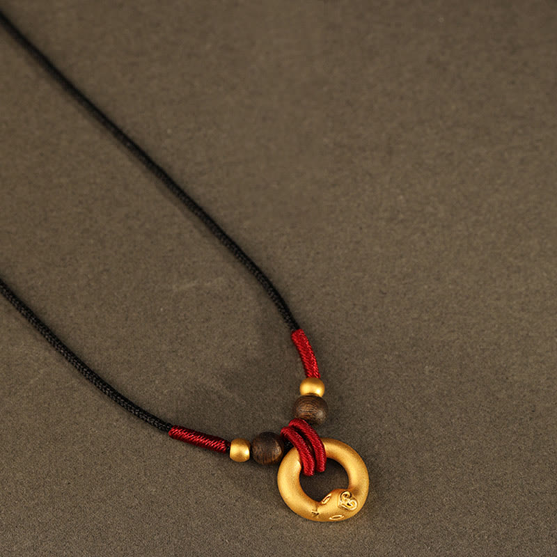 Collier en bois d'agar en or 999, année du serpent, pour la protection