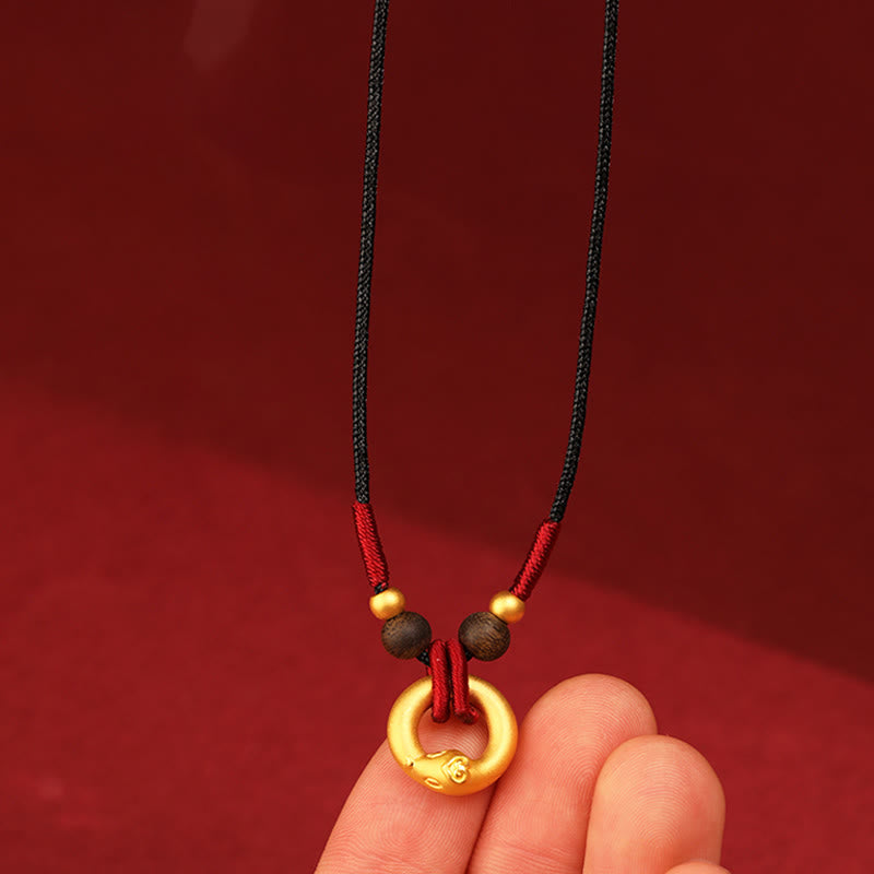 Collier en bois d'agar en or 999, année du serpent, pour la protection