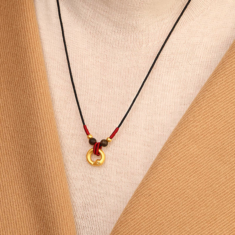 Collier en bois d'agar en or 999, année du serpent, pour la protection