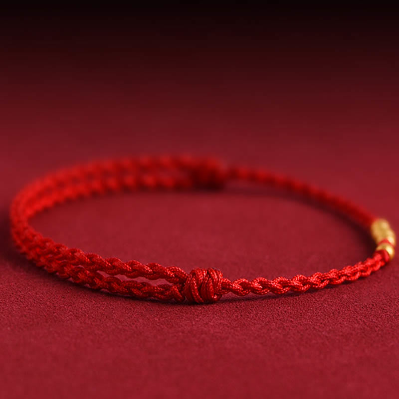 Bracelet de protection en fil rouge avec perles en or 999 pour couples