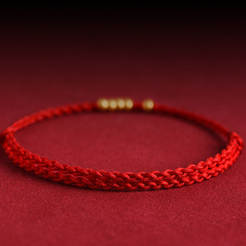 Bracelet de protection en fil rouge avec perles en or 999 pour couples