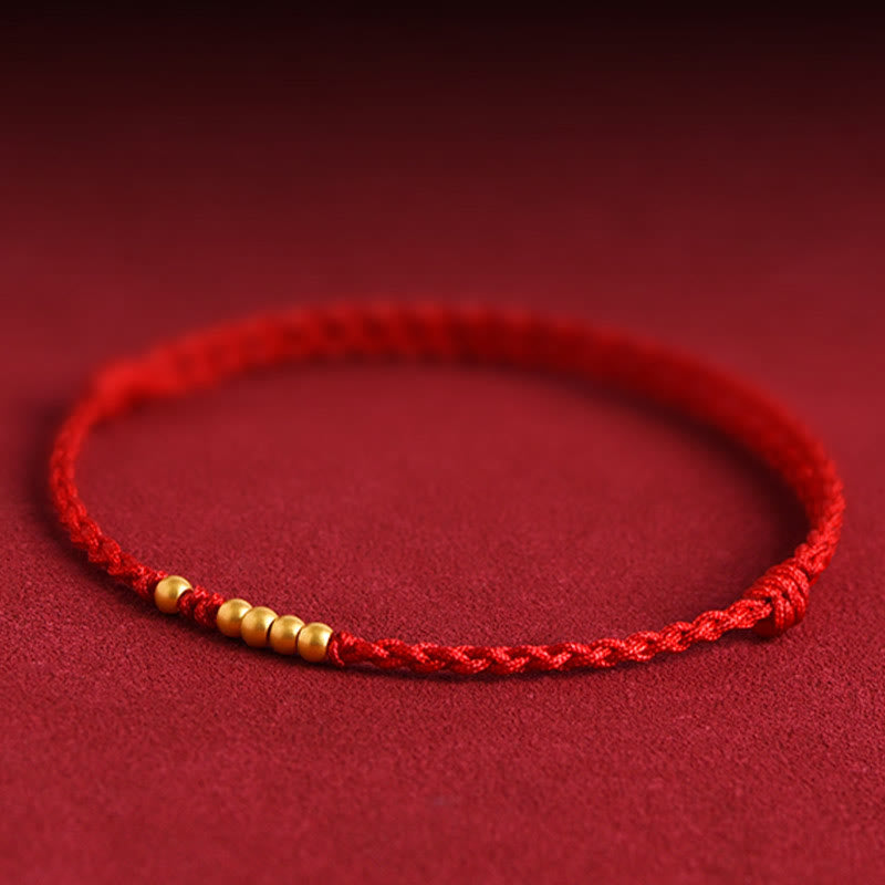 Bracelet de protection en fil rouge avec perles en or 999 pour couples