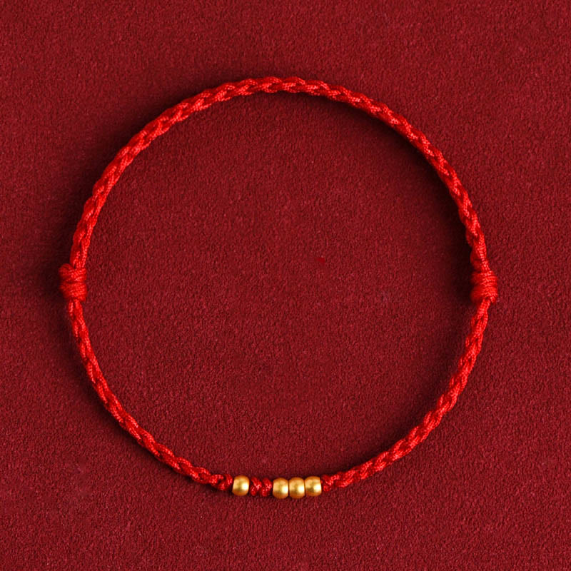Bracelet de protection en fil rouge avec perles en or 999 pour couples