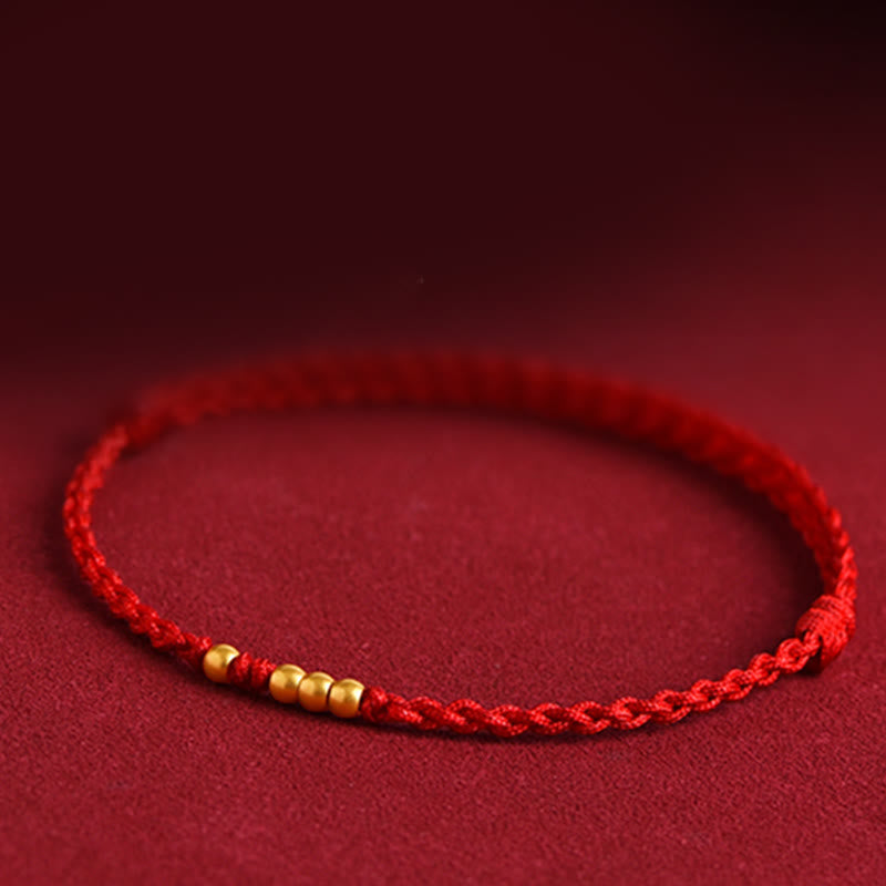 Bracelet de protection en fil rouge avec perles en or 999 pour couples