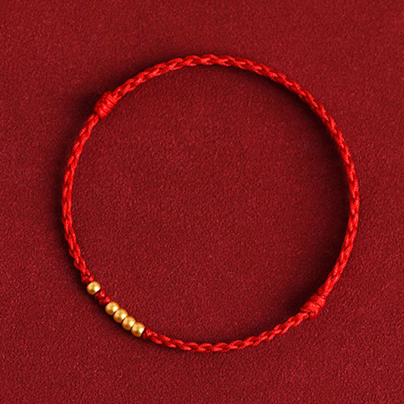 Bracelet de protection en fil rouge avec perles en or 999 pour couples