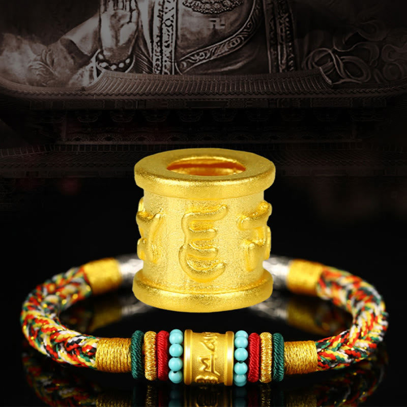 Bracelet fait main en or 999 avec nœud de paix à huit fils Om Mani Padme Hum