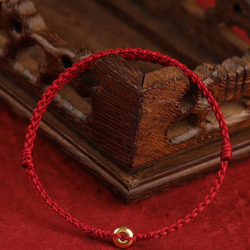 Bracelet en or 999 avec boucle de paix et cordon rouge pour la protection et la chance
