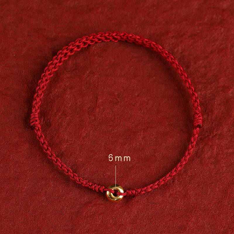 Bracelet en or 999 avec boucle de paix et cordon rouge pour la protection et la chance
