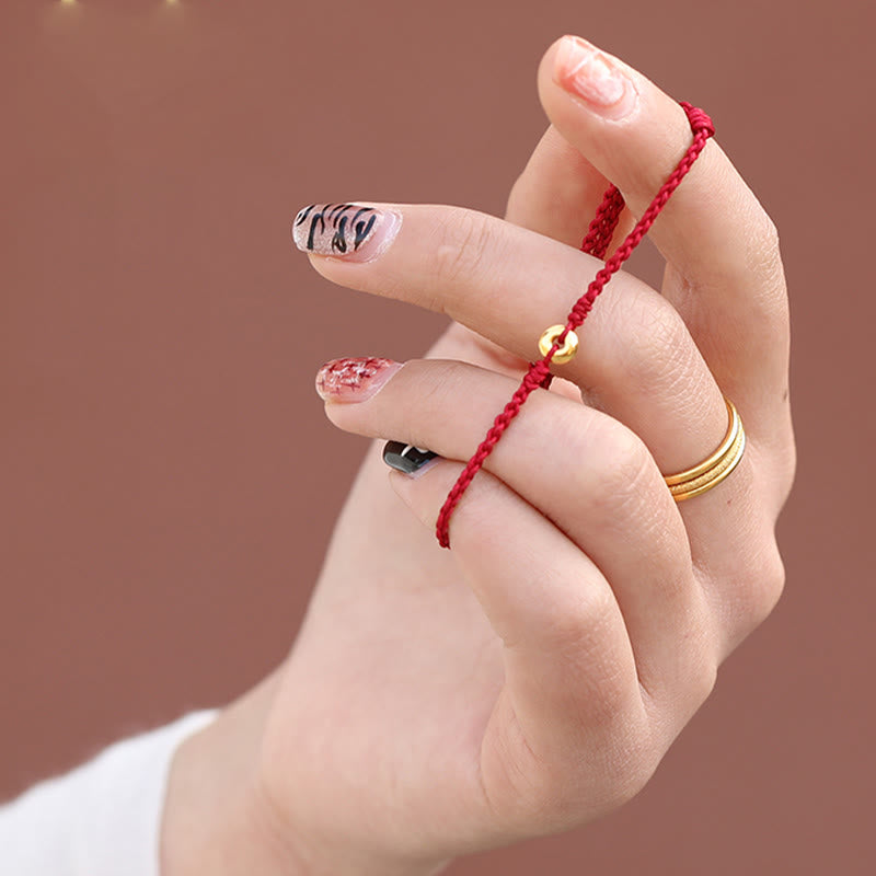 Bracelet en or 999 avec boucle de paix et cordon rouge pour la protection et la chance