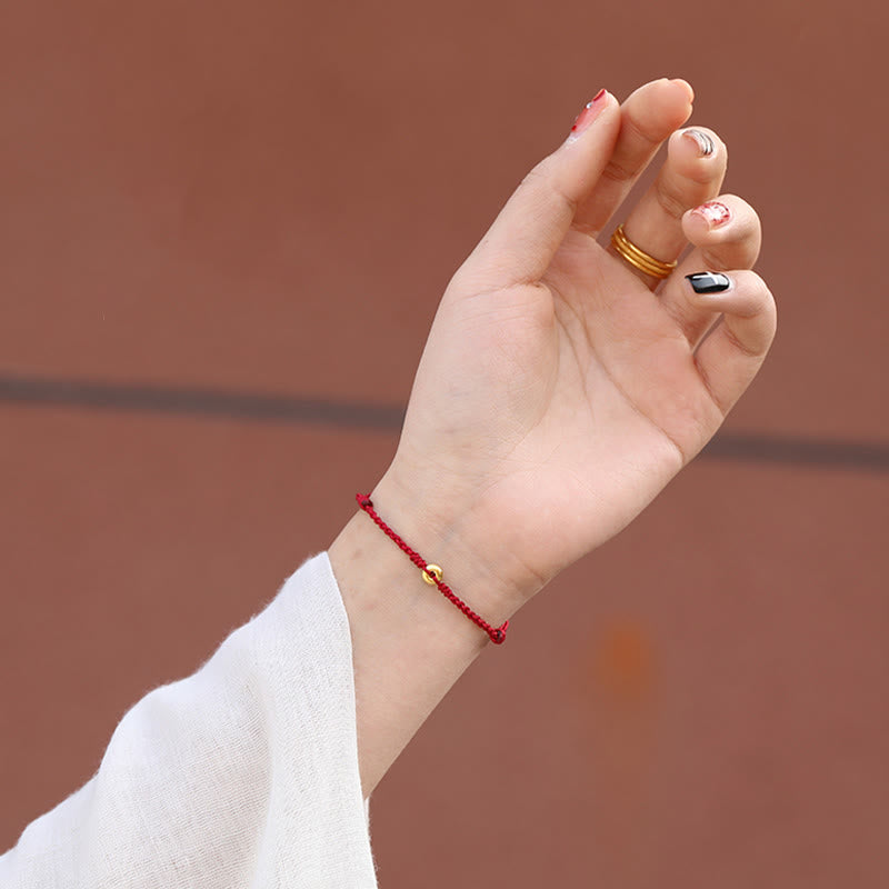 Bracelet en or 999 avec boucle de paix et cordon rouge pour la protection et la chance
