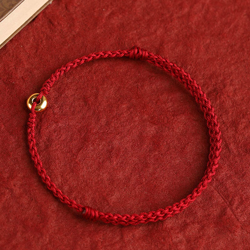 Bracelet en or 999 avec boucle de paix et cordon rouge pour la protection et la chance