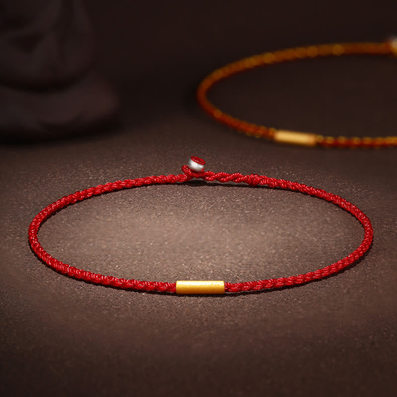Bracelet de protection en or 999, fil rouge, quatre nœuds de vœux