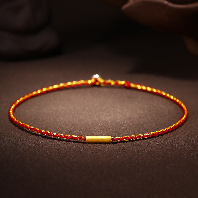 Bracelet de protection en or 999, fil rouge, quatre nœuds de vœux