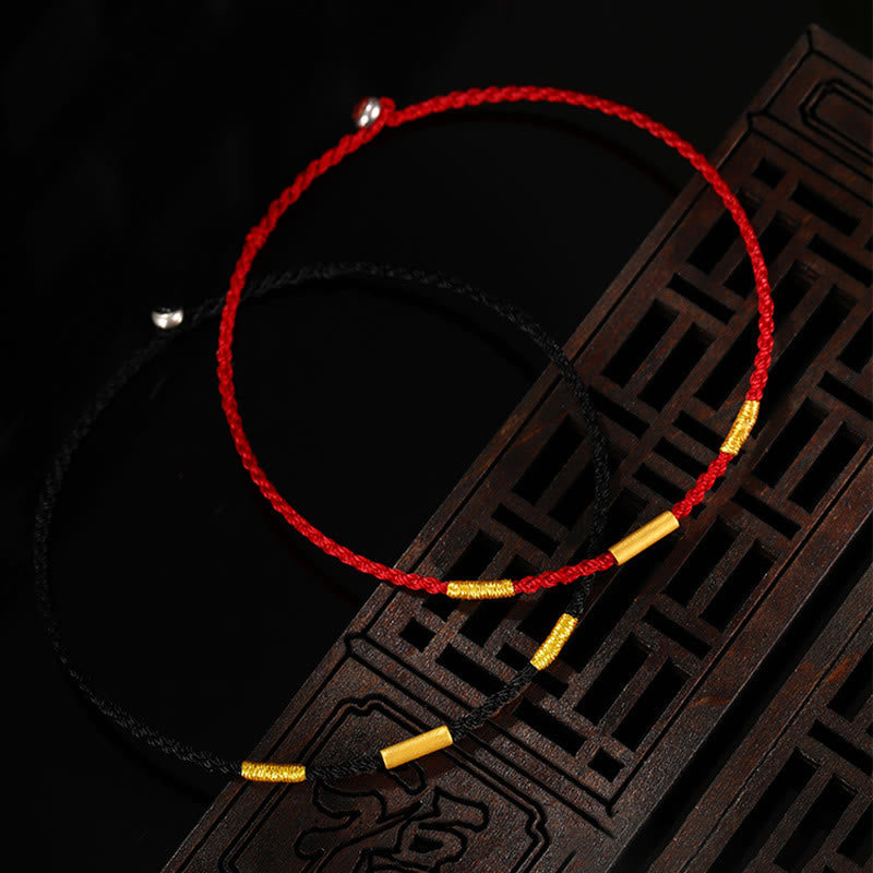 Bracelet de protection en or 999, fil rouge, quatre nœuds de vœux
