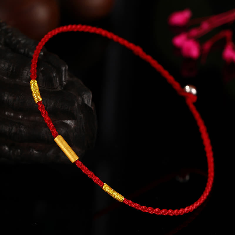 Bracelet de protection en or 999, fil rouge, quatre nœuds de vœux
