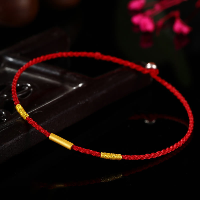 Bracelet de protection en or 999, fil rouge, quatre nœuds de vœux