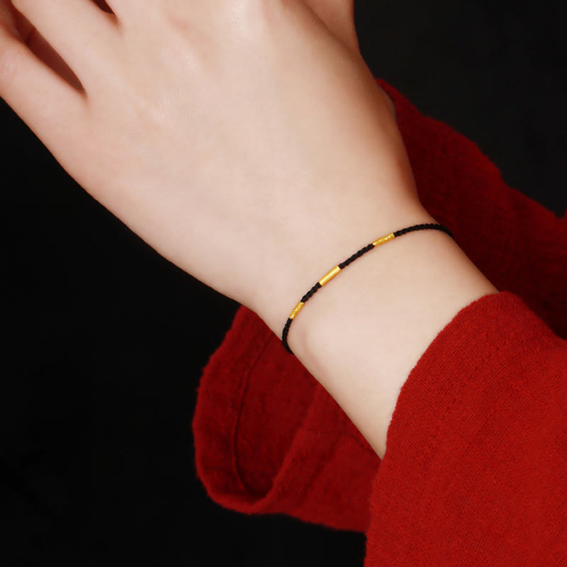 Bracelet de protection en or 999, fil rouge, quatre nœuds de vœux