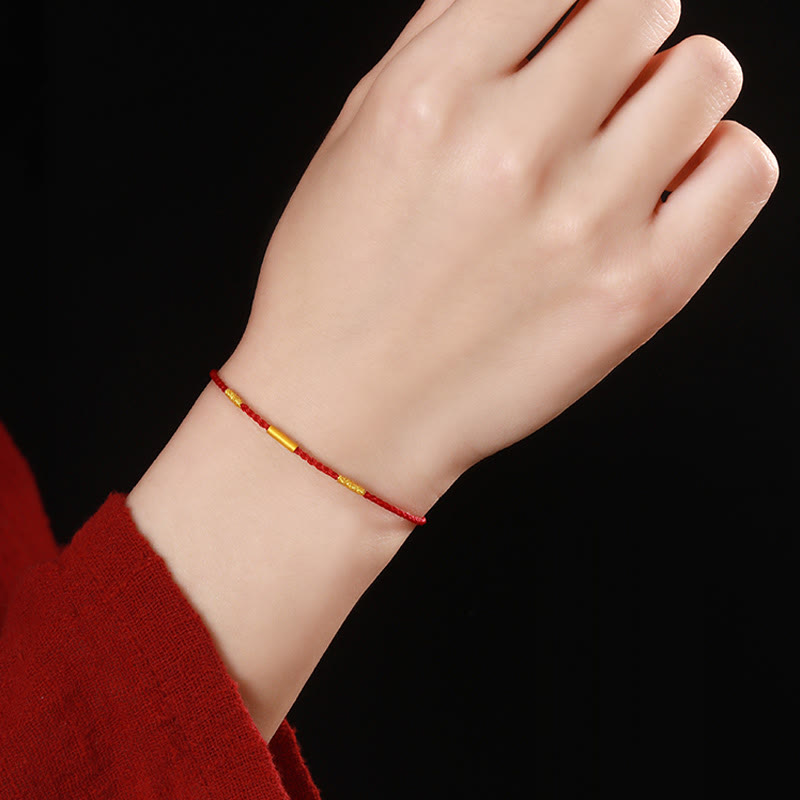 Bracelet de protection en or 999, fil rouge, quatre nœuds de vœux