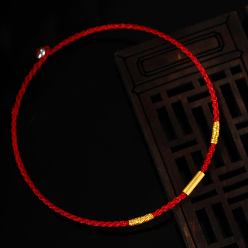 Bracelet de protection en or 999, fil rouge, quatre nœuds de vœux