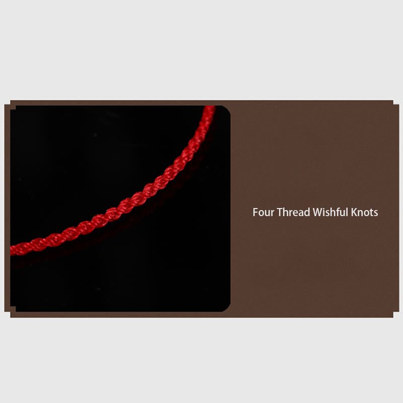 Bracelet de protection en or 999, fil rouge, quatre nœuds de vœux