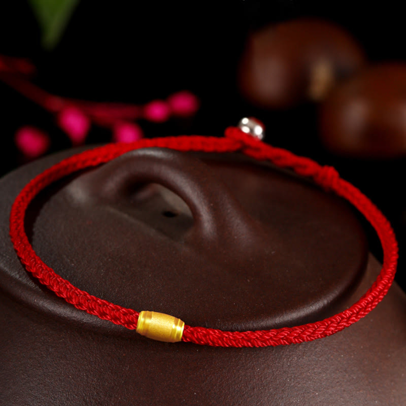 Bracelet en fil rouge en or 999 avec nœud de paix à huit fils