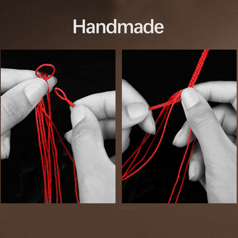 Bracelet en fil rouge en or 999 avec nœud de paix à huit fils