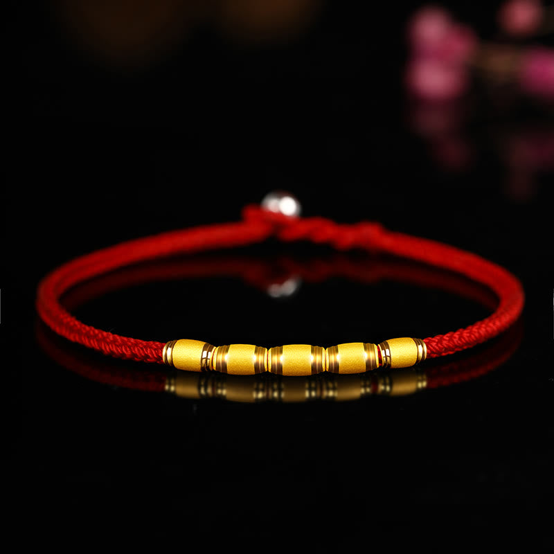 Bracelet en fil rouge en or 999 avec nœud de paix à huit fils