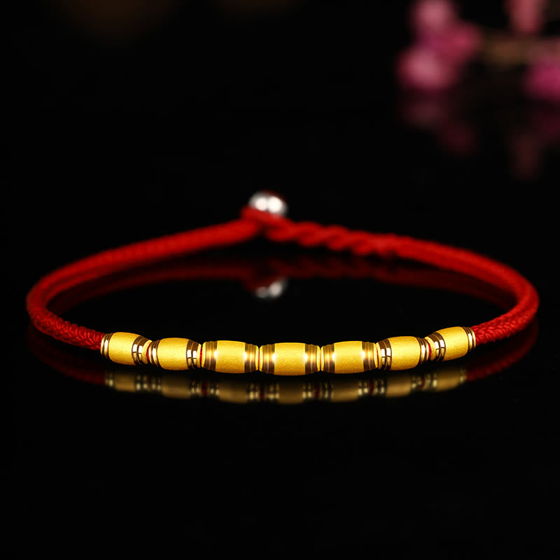 Bracelet en fil rouge en or 999 avec nœud de paix à huit fils