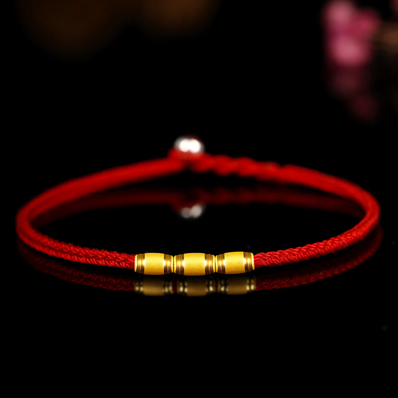 Bracelet en fil rouge en or 999 avec nœud de paix à huit fils
