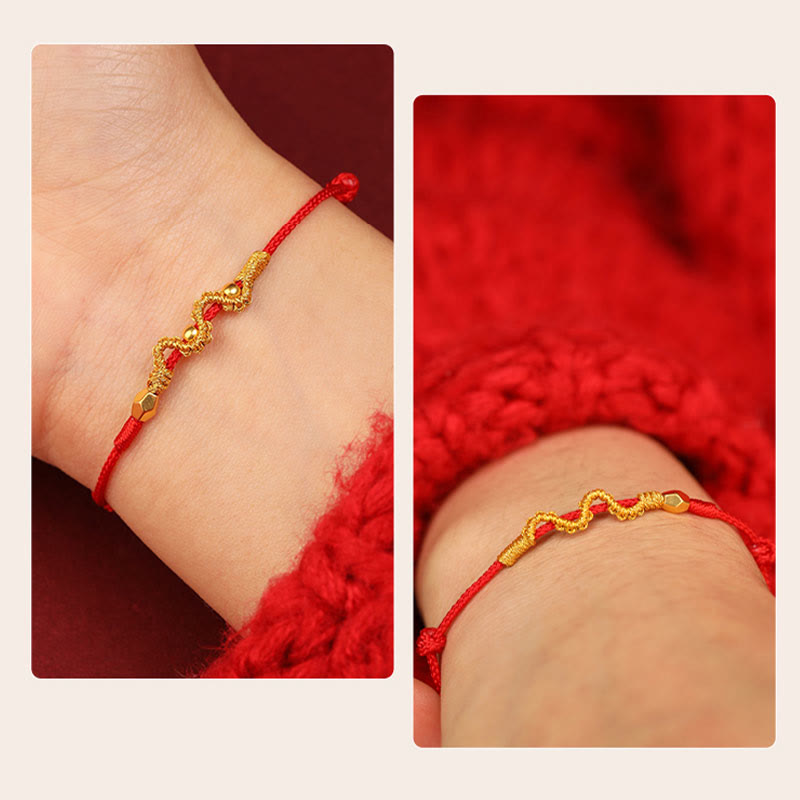 Bracelet tressé serpent en or 999 | Bracelet Chance et Force