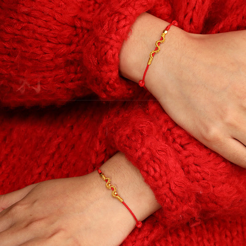 Bracelet tressé serpent en or 999 | Bracelet Chance et Force