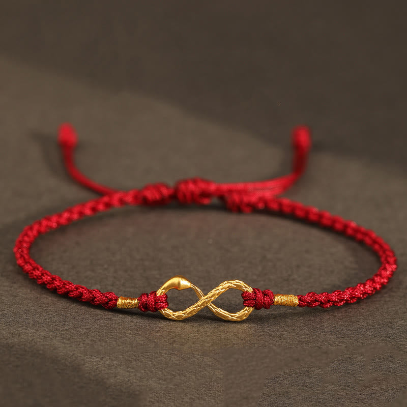 Bracelet serpent éternel en or 999 avec nœud sans fin