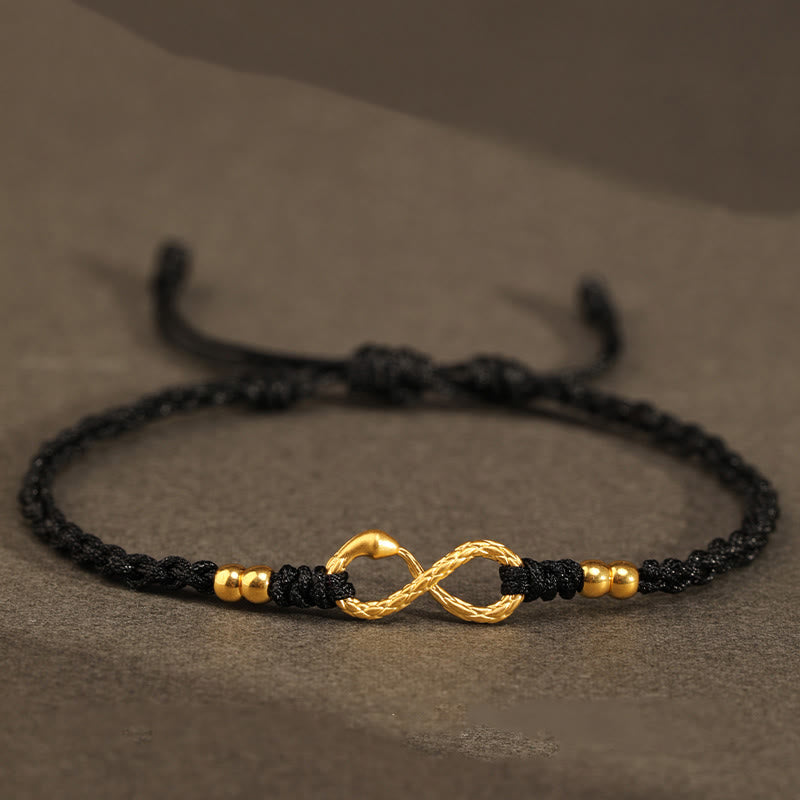 Bracelet serpent éternel en or 999 avec nœud sans fin