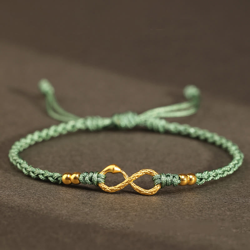 Bracelet serpent éternel en or 999 avec nœud sans fin