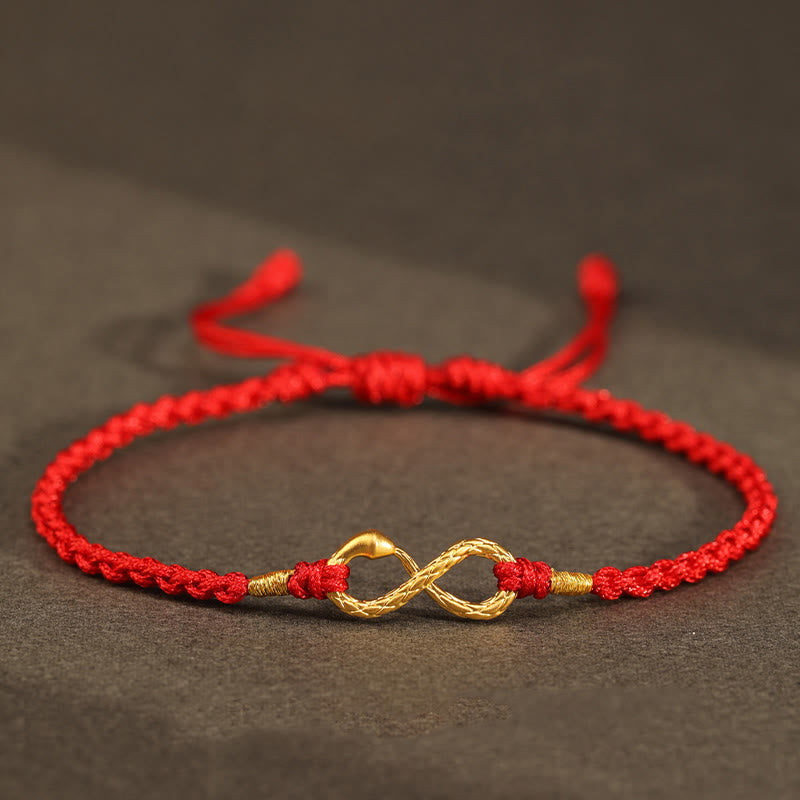 Bracelet serpent éternel en or 999 avec nœud sans fin
