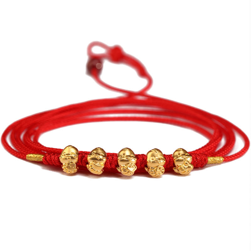 Chaîne de ventre en or 999 avec fil rouge serpent pour la protection et la prospérité
