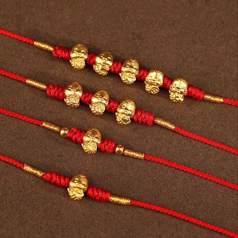 Chaîne de ventre en or 999 avec fil rouge serpent pour la protection et la prospérité