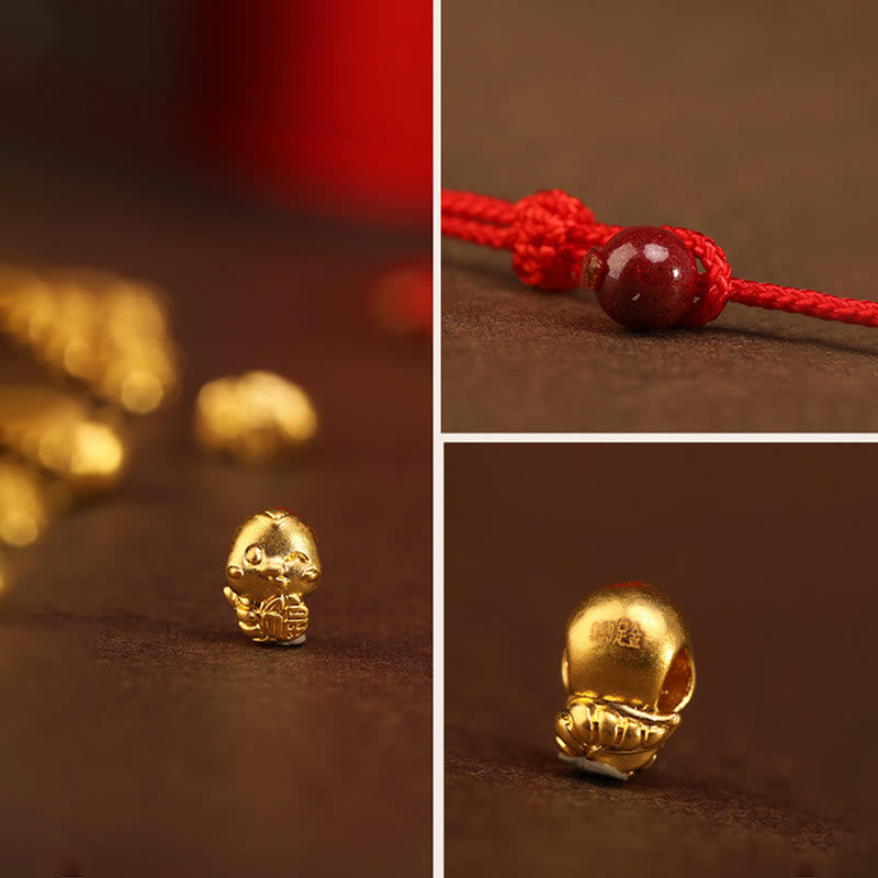 Chaîne de ventre en or 999 avec fil rouge serpent pour la protection et la prospérité