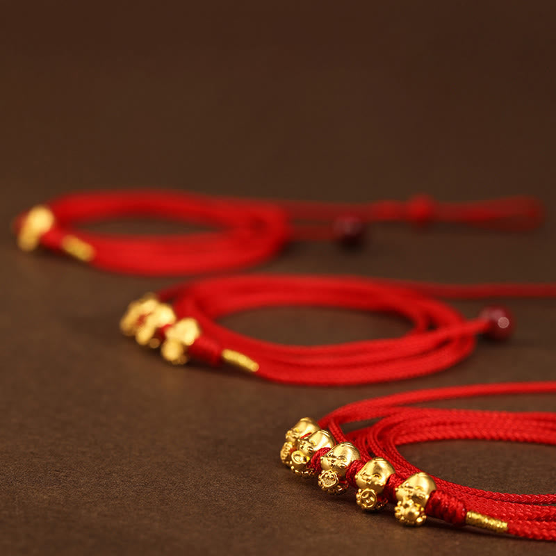Chaîne de ventre en or 999 avec fil rouge serpent pour la protection et la prospérité