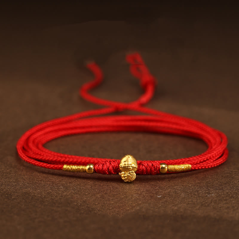 Chaîne de ventre en or 999 avec fil rouge serpent pour la protection et la prospérité