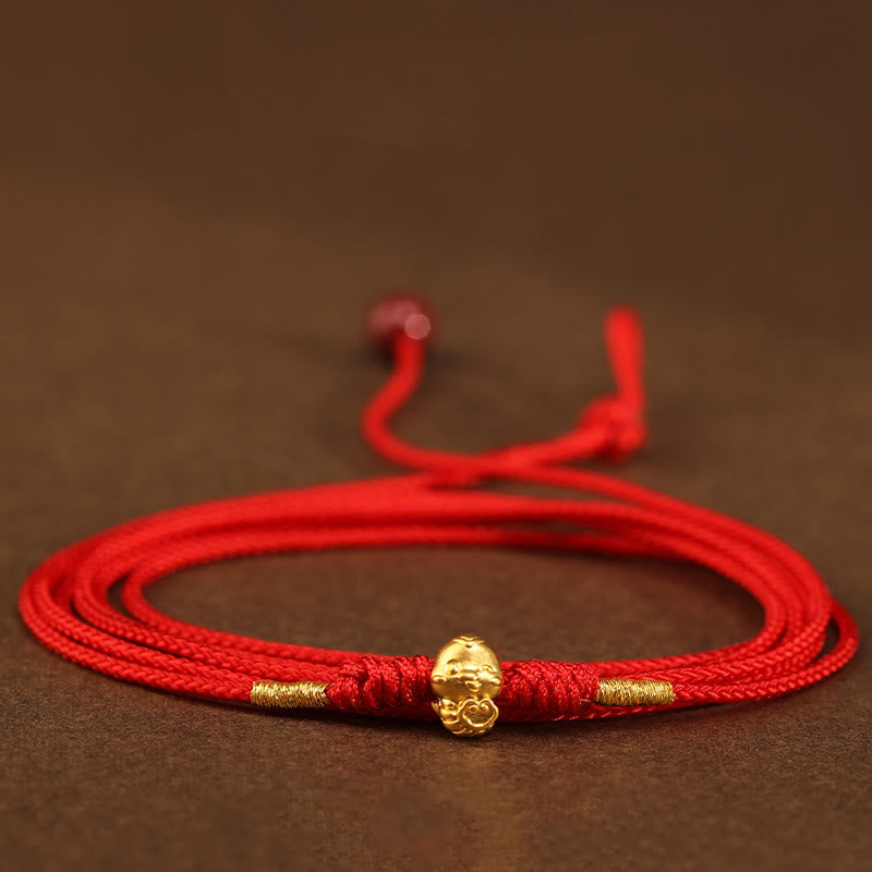 Chaîne de ventre en or 999 avec fil rouge serpent pour la protection et la prospérité