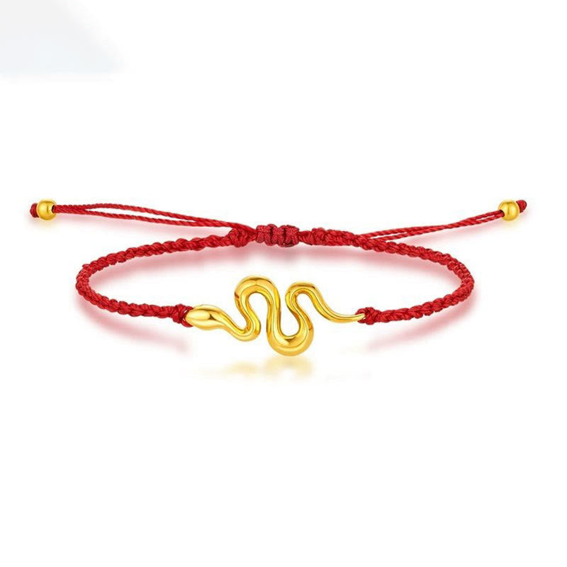 Bracelet serpent en or 999, fil rouge, pour 2025